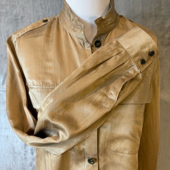 Eddie Bauer Silk Mandarin Collar w/Buttons Sz S Steampunk Whimsigoth Artsy - Picture 5 of 12